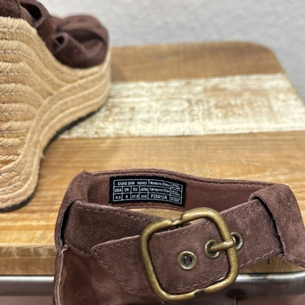 UGG Brown Wedge Sandals with Espadrille Sole